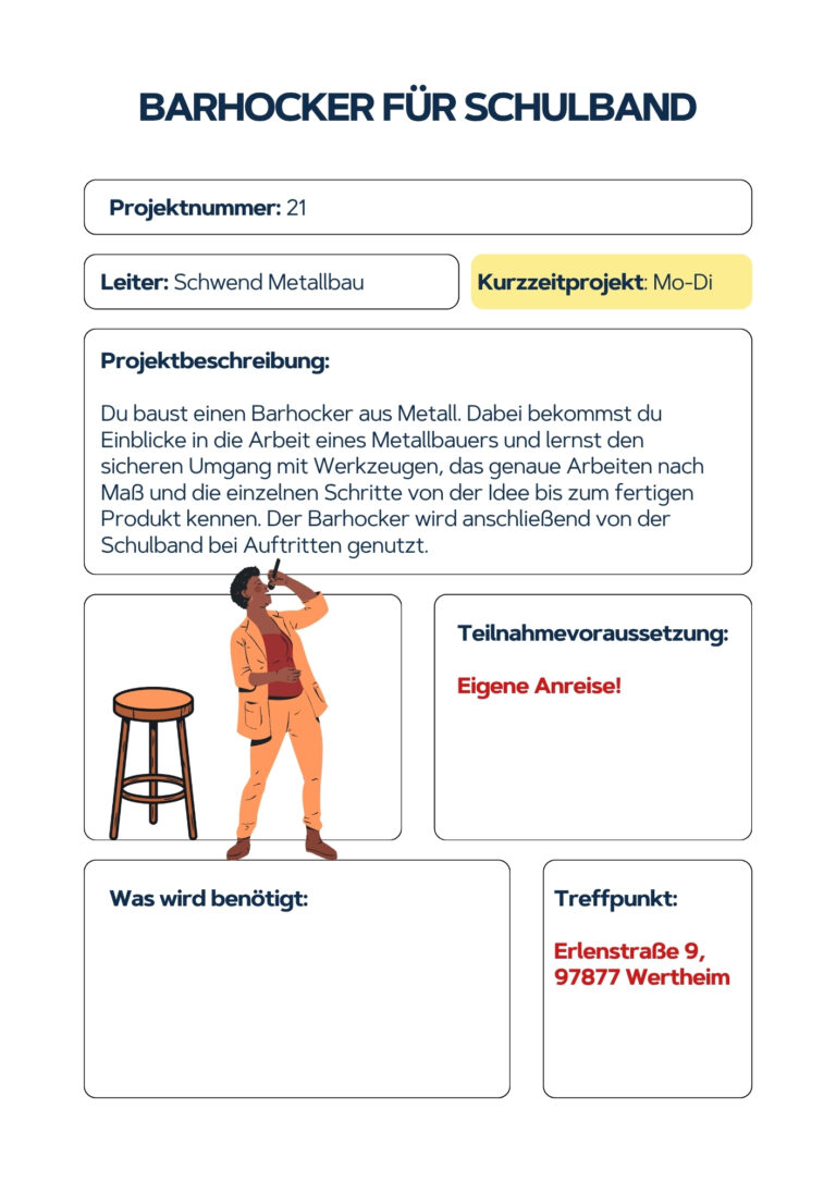 Barhocker für Schulband